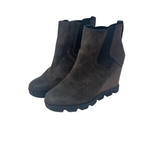 Sorel Women's Joan Uptown Chelsea Leather Boots Size 7 Blackened Brown